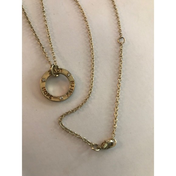 Faith Hope Love Gold Tone Pendant Necklace - Picture 1 of 6